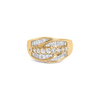 14K Yellow Gold 1.00 Cttw Diamond Cocktall Cluster 5 Stone Ring (H-I Color, SI1-I1 Clarity) - Ring S For Sale