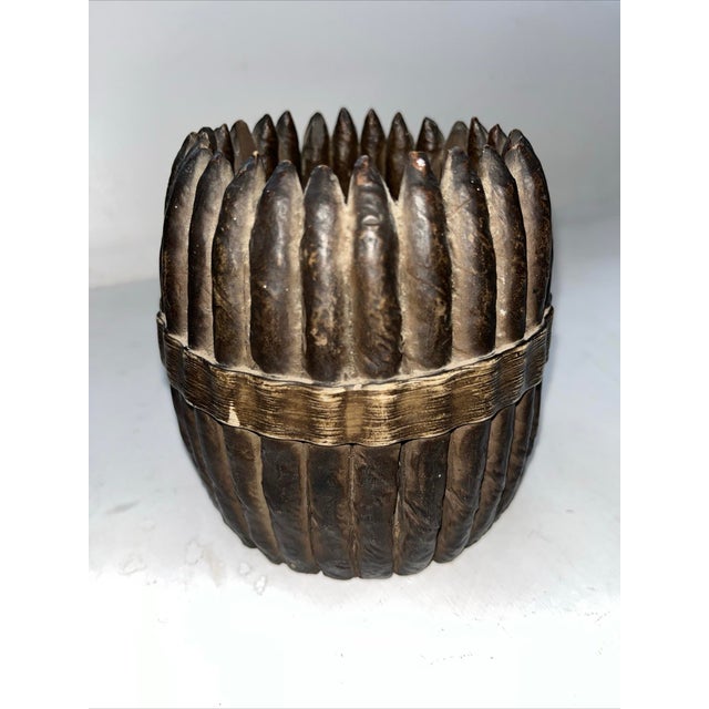 An exceptional and early Villeroy & Boch Mettlach stoneware spill vase, dating to approximately 1844–1860, featuring a...