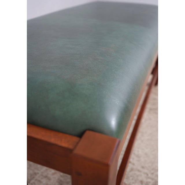 Animal Skin Stickley Mission Cherry Leather Bench For Sale - Image 7 of 16