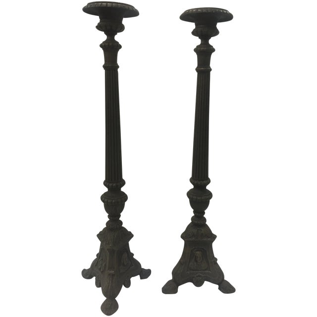 Tall Cast Iron Candle Pillars A Pair Chairish