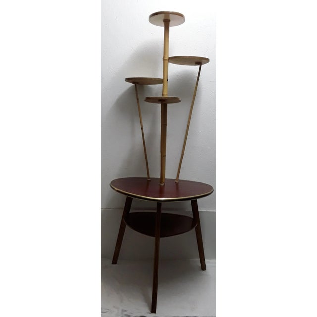 Beech, Formica & Brass Tiered Table, 1960s For Sale - Image 6 of 6