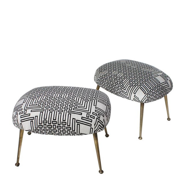 Mid-Century Black and White Geometric Footstool, Italy, 1950 For Sale - Image 6 of 9