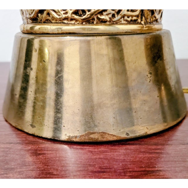 Vintage Mid-Century Modern Brass Filigree Scroll Lamps Moroccan Boho Souk Style - a Pair For Sale In New York - Image 6 of 9