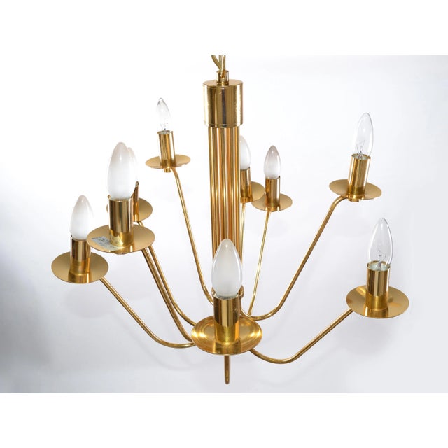 Stilkronen Mid-Century Modern Nine Lights Gold Plate & Brass Chandelier Italy For Sale - Image 13 of 13