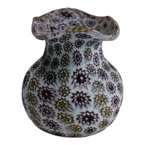 Antique Millefiori Vase in Violet and White, Fratelli Toso Murano Ca. 1920s