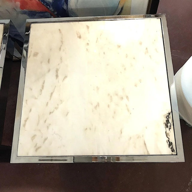 Lawson-Fenning Lawson Fenning Chrome and Onyx Tables, a Pair For Sale - Image 4 of 11