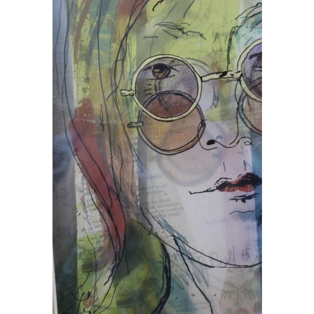 Purple Jean Pierre Weill Collage "John Lennon" 3-D Painting on Glass Ltd Ed For Sale - Image 8 of 13