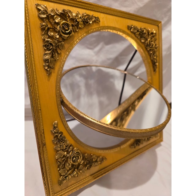 Mid Century Gold Vanity Table Mirror French Ornamentation Reversible For Sale - Image 12 of 15