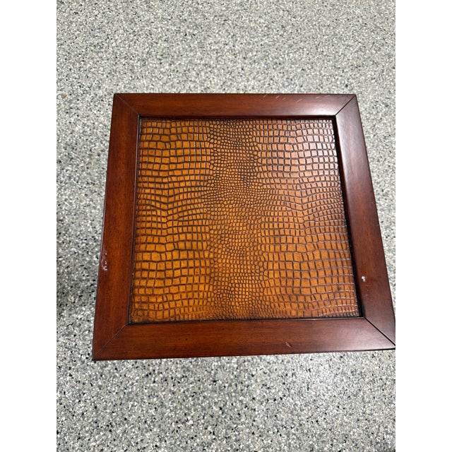 Late 20th Century Pair of Palecek Side Tables With Faux Crocodile Tops For Sale - Image 5 of 7