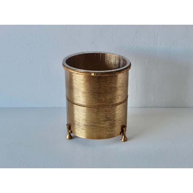 Hollywood Regency Stylebuilt New York Style Vintage Hollywood Regency Gold Finish Wastebasket Bamboo Theme For Sale - Image 3 of 15
