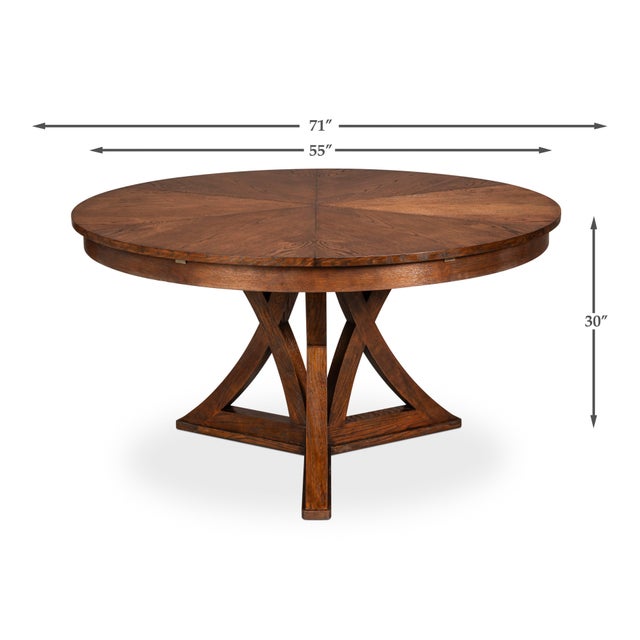 Warm Brown Oak Expanding Dining Table - 71" For Sale - Image 11 of 11