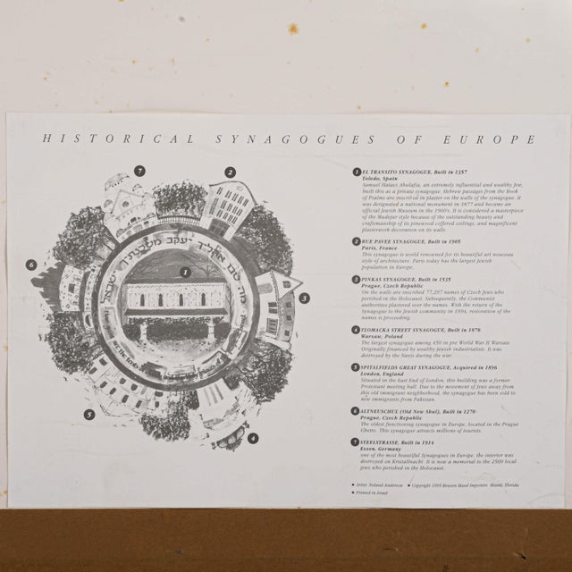 Framed Noland Anderson Historic Synagogue Art Print For Sale In Greensboro - Image 6 of 11