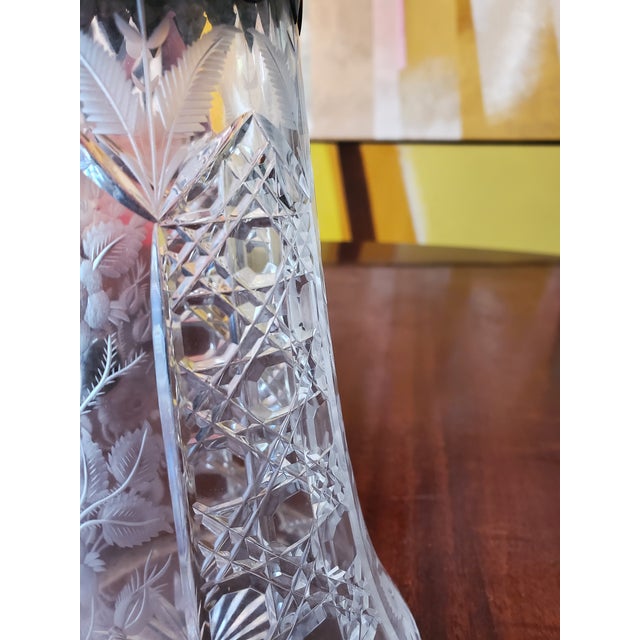 Art Nouveau Antique Cut Crystal Figural Barware Carafe For Sale - Image 3 of 10