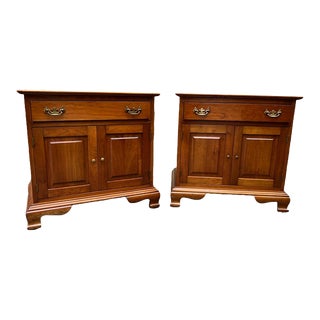 1975s Stickley Chippendale Solid Cherry Nightstands - a Pair For Sale