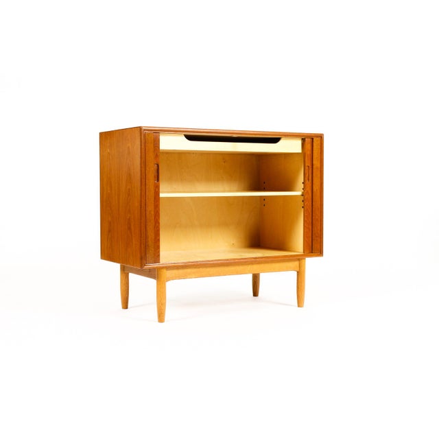 Hans Andersen 1960s Danish Modern Mid Century Compact Teak Credenza Console — Tambour Doors — Hans C. Andersen For Sale - Image 4 of 10