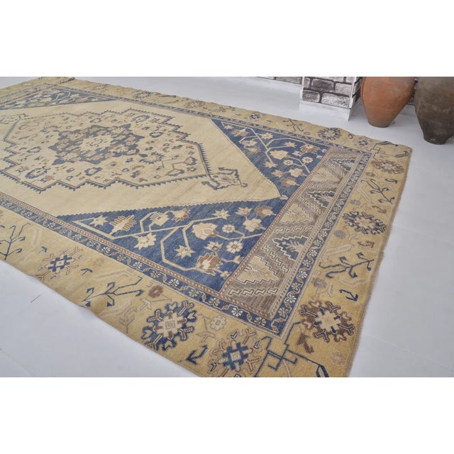 Handmade wool carpet in Turkish Anatolia , Vintage Oushak Rug,Turkish Vintage Anatolian Rug, Handmade wool Rug . One Of...