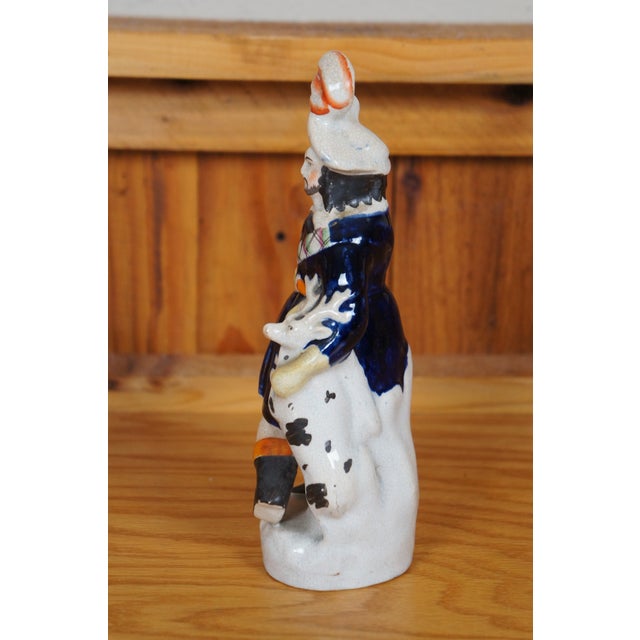 Staffordshire Antique Staffordshire Scottish Highlander Huntsman Bow Deer Stag Figurine For Sale - Image 4 of 11