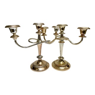Vintage Set of Two Large Silver Candelabras - A Pair For Sale