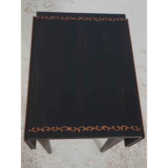 Brown Sherrill Black & Gold Crackle Paint Pembroke Drop Leaf Table For Sale - Image 8 of 17