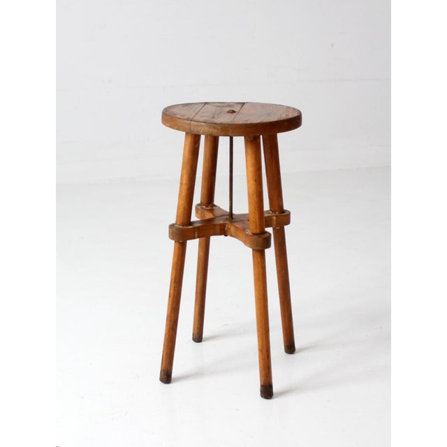 Antique Round Wood Stool Side Table For Sale - Image 10 of 18