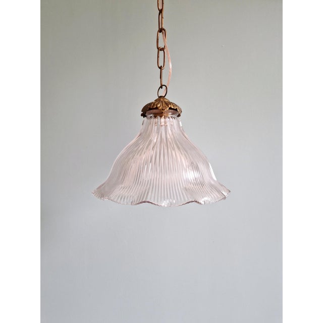 Pendant Light in Grooved Clear Glass from Holophane, 1930s For Sale - Image 11 of 14