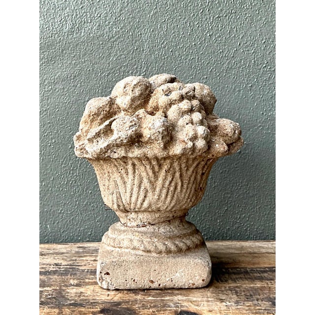 Stone Vintage Concrete Fruit Basket Sculpture For Sale - Image 7 of 18