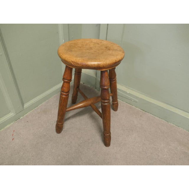 Victorian Farmhouse Kitchen Stools in Elm, Set of 4 For Sale - Image 6 of 9