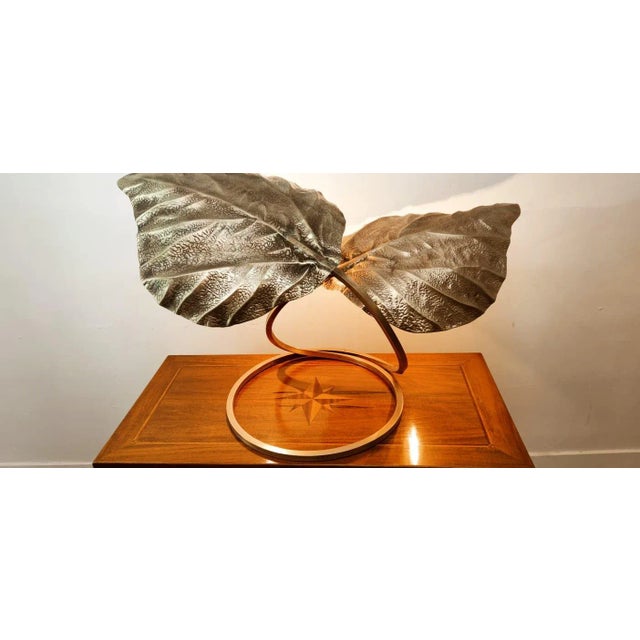 Brass Lamp with Two Leaves by Tommaso Barbi For Sale - Image 5 of 18