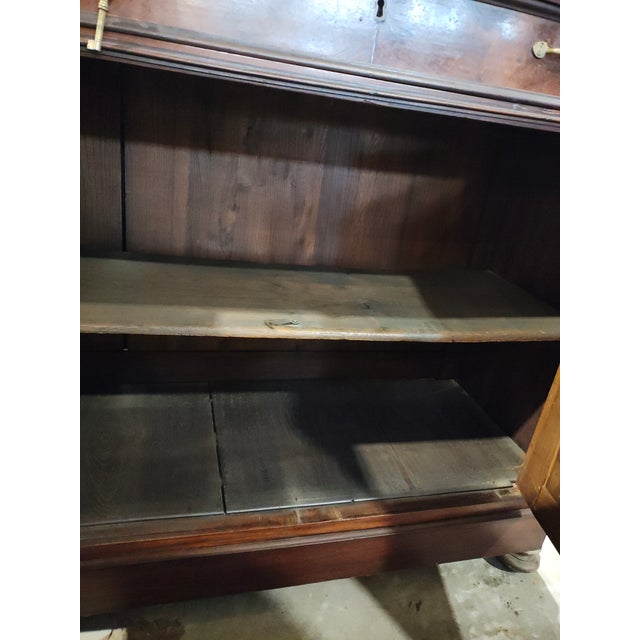 Late 19th Century Continental Empire Mahogany Sideboard Buffet With Mirror Back & Carved Scroll Crest For Sale - Image 12 of 12