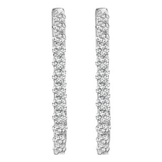14K White Gold 1.0 Cttw Oval Lab Grown Diamond Hoop Earrings For Sale