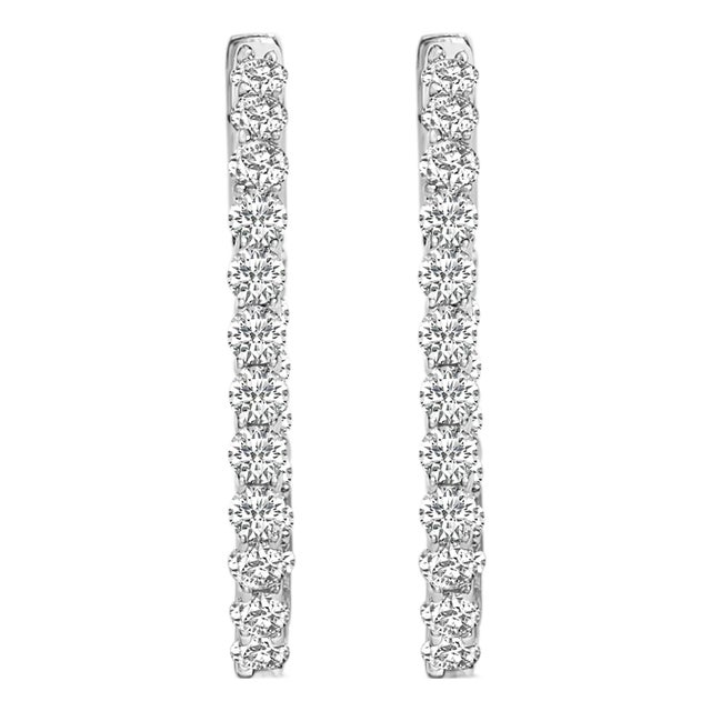 14K White Gold 1.0 Cttw Oval Lab Grown Diamond Hoop Earrings For Sale