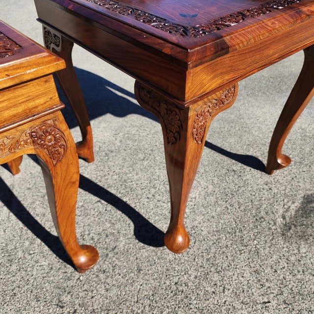 Anglo Indian Walnut Side Tables Pair For Sale - Image 10 of 11