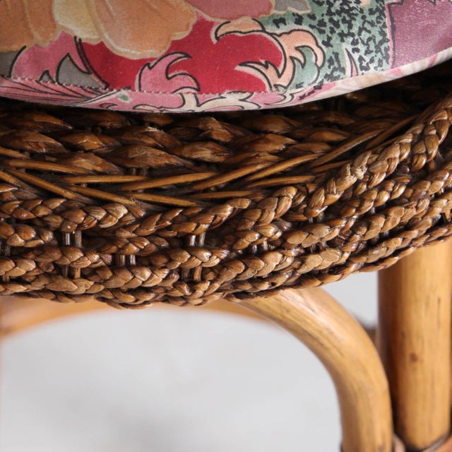 Wood Vintage Bar Stools in Rush and Rattan, 1970s, Set of 4 For Sale - Image 7 of 11