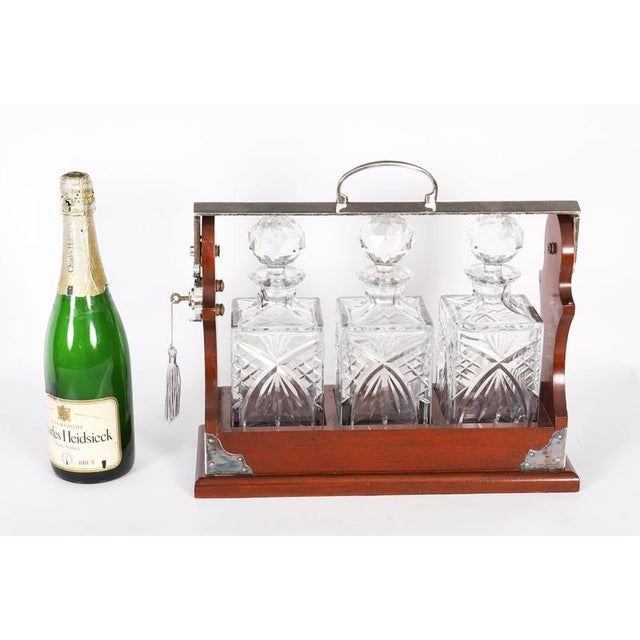 Late 20th Century English Silver-Plated 3-Bottle Tantalus, Set of 4 For Sale - Image 12 of 14