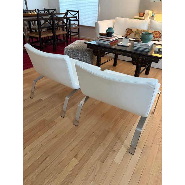 Pair of Blu Dot Stella Lounge Chairs in White Leather For Sale - Image 9 of 9