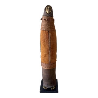 1980s Monumental Southwestern Mixed-Media Figurative Sculpture With Brass Face by Naida Seibel, 43.5” H For Sale