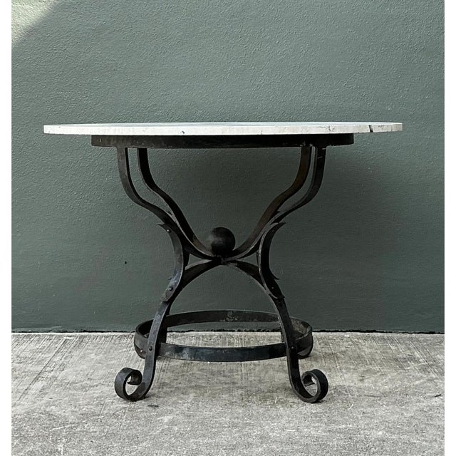 Gothic Vintage Wrought Iron Dining Table With Stone Top For Sale - Image 3 of 12