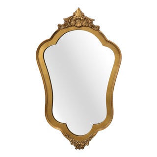 20th Century Rococo Gilt Mirror with Acanthus and Shell Crest, Italy, 1950s For Sale