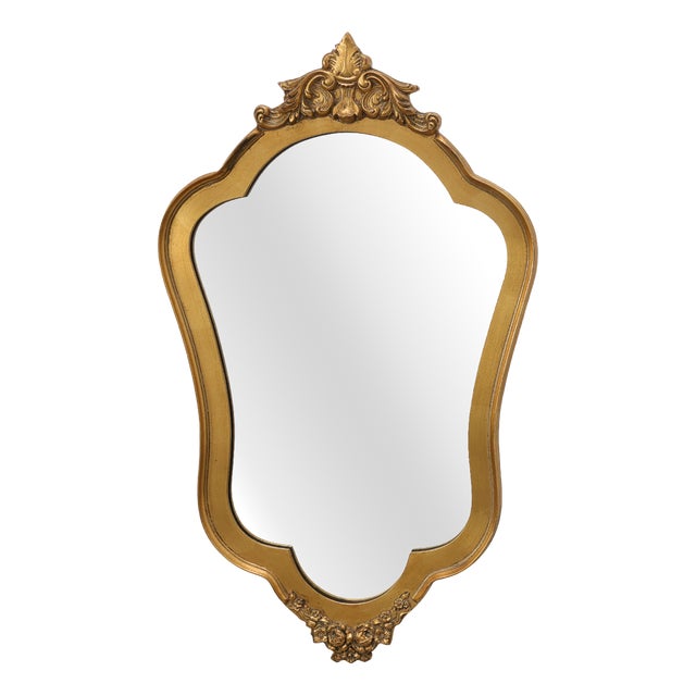 20th Century Rococo Gilt Mirror with Acanthus and Shell Crest, Italy, 1950s For Sale