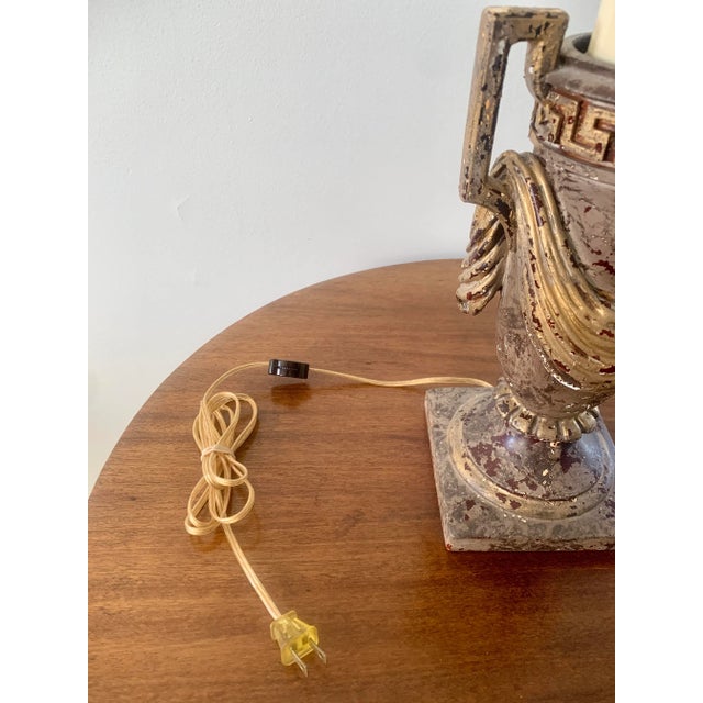 Vintage Neoclassical Urn-Form Table Lamp With Greek Key and Draped Swag For Sale - Image 11 of 12