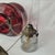 Antique Ruby Red Glass Hanging Oil Lamp Macbeth Pearl Glass Chimney Brass Trim For Sale - Image 4 of 13