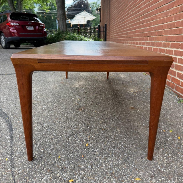 Coffee Mid 20th Century Attributed to Johannes Andersen Teak Danish Modern Coffee Table With Pull-Out Laminate Shelf For Sale - Image 8 of 11