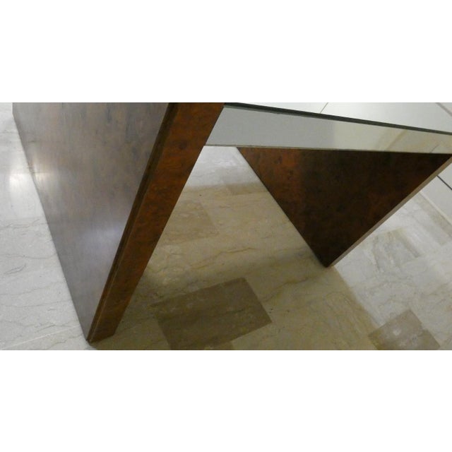 Italian Briar Wood and Mirror Coffee Table, 1970s For Sale - Image 9 of 10