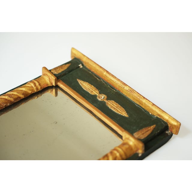 Gold Antique French Rectangular Mirror in Green Lacquered and Gilded Wood, 1800s For Sale - Image 8 of 10