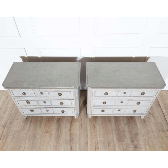 Pair of 19th Century Swedish Gustavian Painted Chests of Drawers For Sale - Image 11 of 16