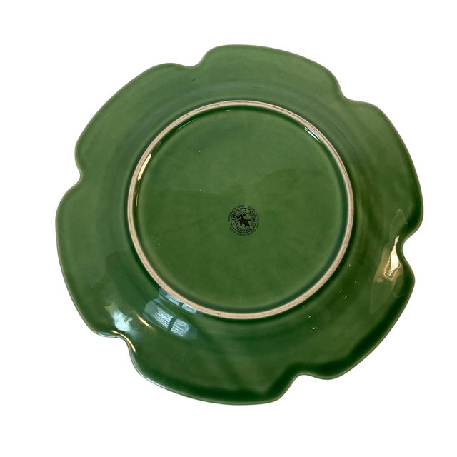 Green Bordallo Pinheiro Green Cabbage Platter Majolica 12” Late 20th Century For Sale - Image 8 of 11