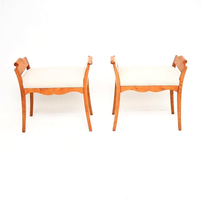 A stunning pair of antique Swedish satin birch Biedermeier stools. They were recently imported from Sweden, they date from...