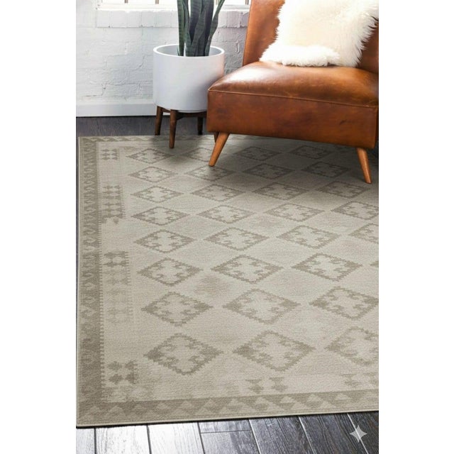 8x10 Gray Hand-Knotted Wool Diamond Repeat Geometric Modern Carpet Rug For Sale - Image 9 of 10