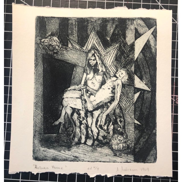 "Return Home" 1969 etching by Atlanta artist Adrienne Anderson (1949-2020). Anderson earned her MFA from University of...