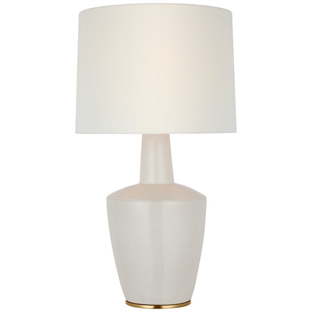 Modern Barbara Barry by Visual Comfort Signature Paros 31" Table Lamp in Ivory with Linen Drum Shade For Sale - Image 3 of 3
